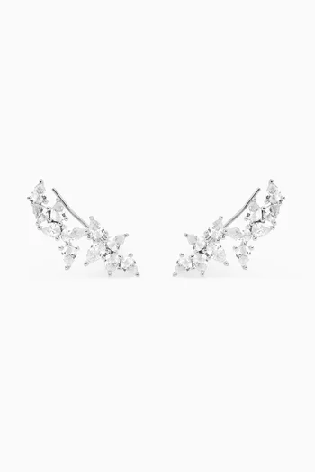 Pear Cz Scatter Crawler Earrings in Metal