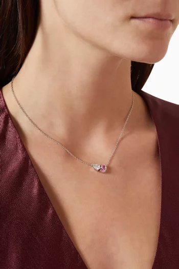 Pearl & Oval CZ Necklace in Rhodium-plated Brass