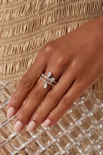 Pear CZ Multi-direction RIng in Metal