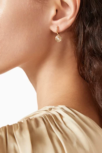 Barq Madar Diamond Dangling Earrings in 18kt Yellow Gold