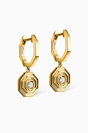 Barq Madar Diamond Dangling Earrings in 18kt Yellow Gold