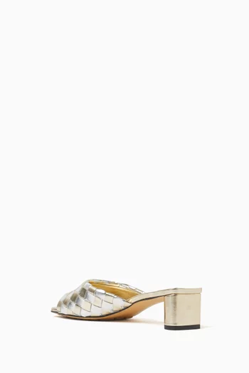 Livia Mules in Intrecciato Laminated Leather