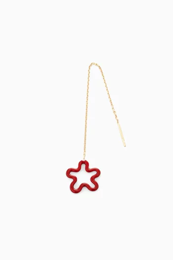 Flower Chain Single Earring in Enamel & 9kt Gold