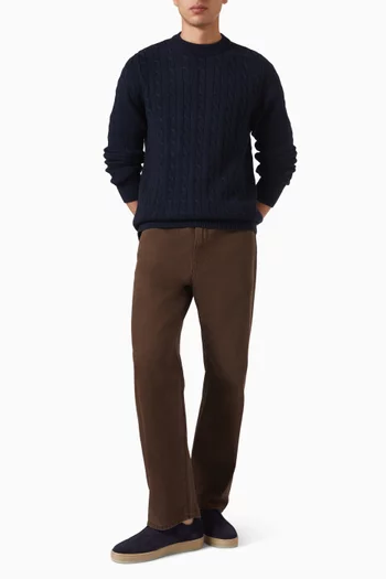 Crewneck Sweater in Cable-knit