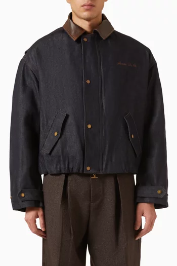 Cameron Oversized Bomber Jacket in Denim