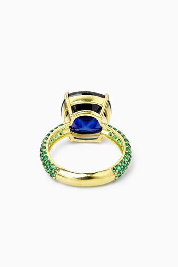 Cushion-cut Sapphire Cocktail Ring in 18kt Yellow Gold