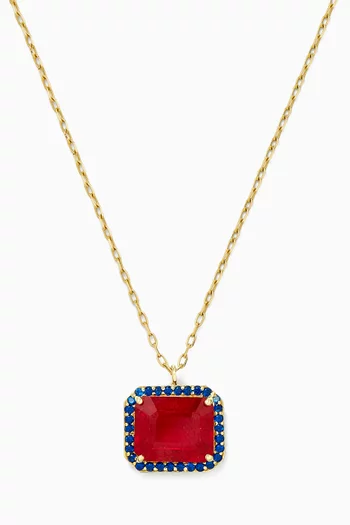 Emerald-cut Ruby Pendant Necklace in 18kt Yellow Gold