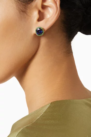 Cushion-cut Sapphire Stud Earrings in 18kt Yellow Gold