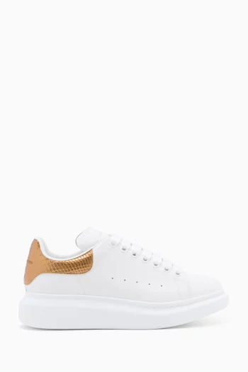 Oversized Embossed Sneakers in Leather