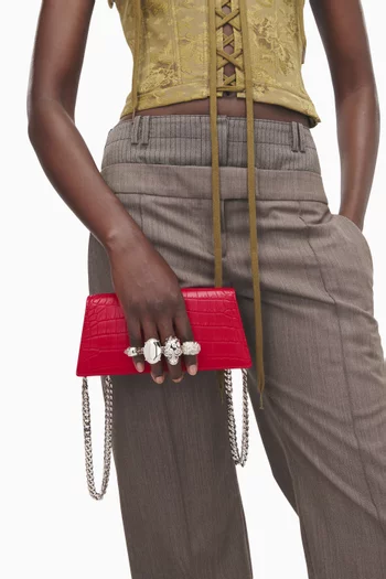Jewelled Micro Bag in Croc-embossed Calf Leather