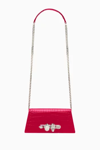 Jewelled Micro Bag in Croc-embossed Calf Leather