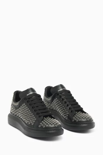 Oversized Eyelet Sneakers in Leather