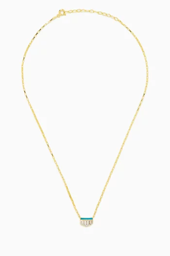 CZ Enamel Necklace in 24kt Gold-plated Silver