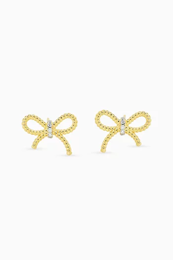 CZ Bow Stud Earrings in Gold-plated Silver