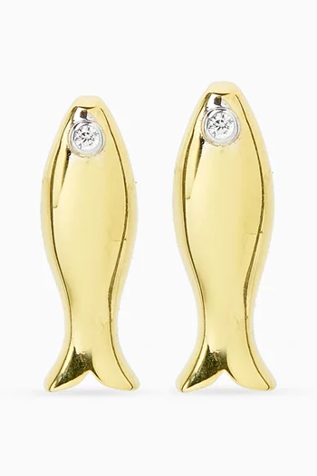 Little Fish Stud Earrings in in Gold-plated Silver