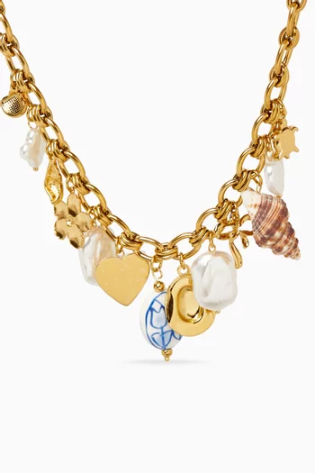 Treasure Charms Necklace in 24kt Gold-plated Copper