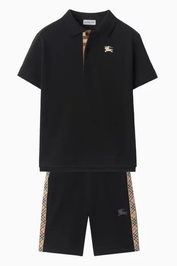 Check Tape Sweatshorts in Cotton