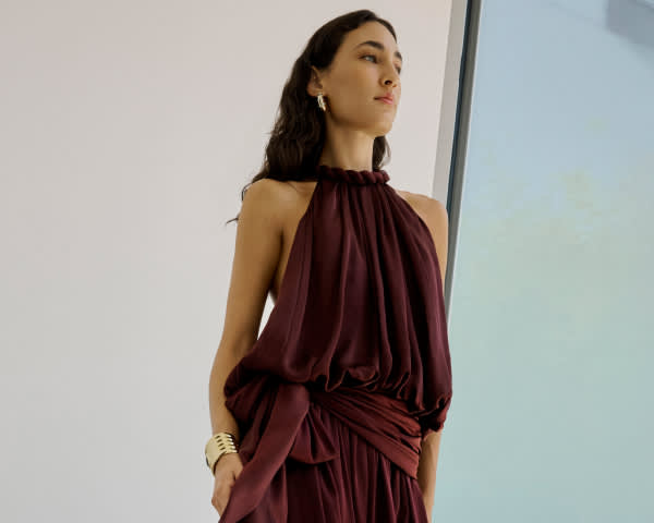 roksanda demetria asymmetric wool jersey dress ULLA JOHNSON Demetria asymmetric ruffled metallic taffeta midi dress