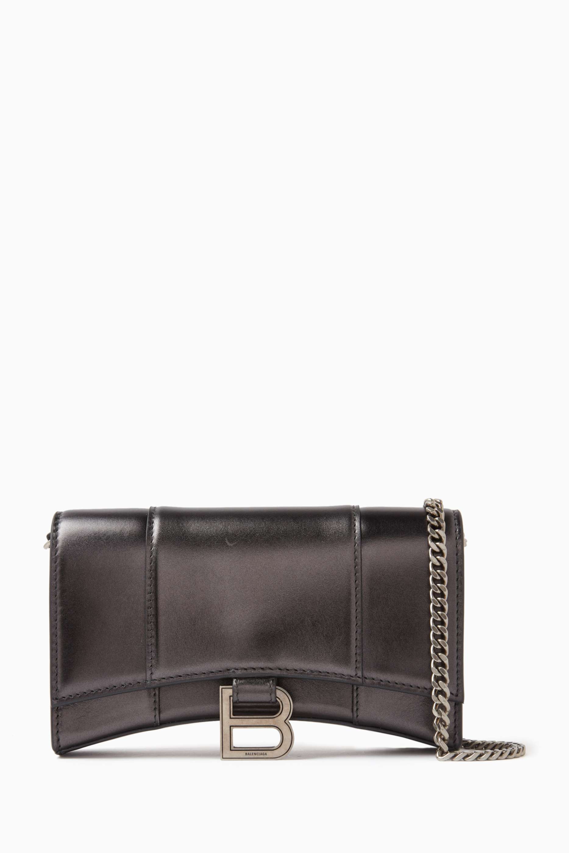 Balenciaga Hourglass Wallet on Chain in Metallized Calfskin price in ...