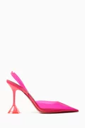 Buy Amina Muaddi Pink Holli 95 Glass Slingback Pumps in PVC Online for ...