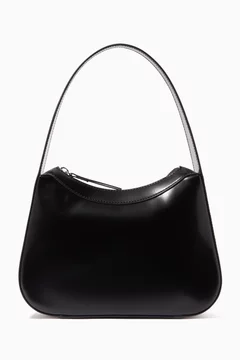 Buy BY FAR Black Kiki Shoulder Bag in Semi Patent Leather for