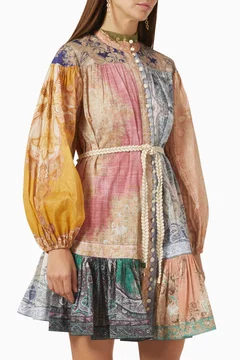 Buy Zimmermann Multicolour Anneke Spliced Lantern Mini Dress in Cotton  Voile for Women Online | Ounass Kuwait