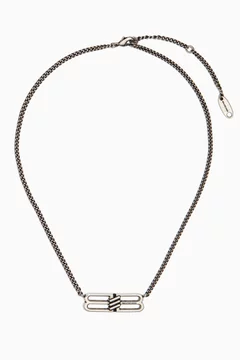 Buy Balenciaga Grey BB Icon Necklace in Brass for UNISEX Online