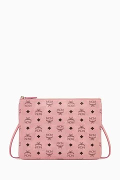 Buy MCM Pink Aren Crossbody Pouch in Visetos Canvas for Women