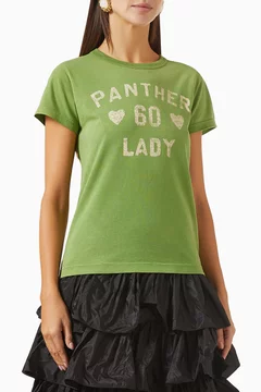 Buy Valentino Garavani Green Panther Lady-print T-shirt in