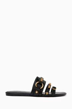Buy Balenciaga Black City Flat Mules in Arena Lambskin for