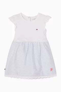 Buy Tommy Hilfiger Blue Ithaca Stripe Frilled Dress in Cotton for Baby  Girls Online | Ounass Kuwait