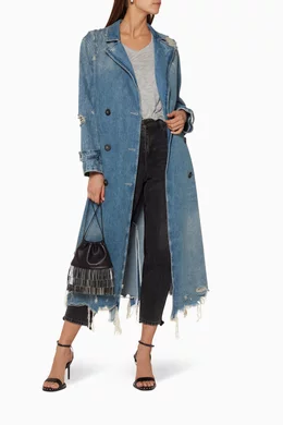 Buy Alexander Wang Blue Light Blue Denim Trench Coat for Women in