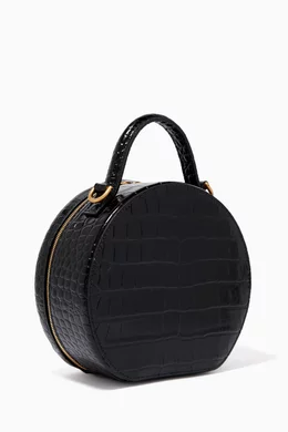 Buy Balenciaga Black Vanity XS Crocodile Embossed Round Bag for