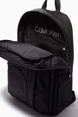 Buy Calvin Klein Black Campus Backpack in Coated Canvas for Men in