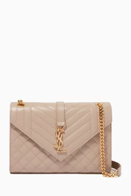 Envelope large bag in mix matelassé grain de poudre embossed leather store