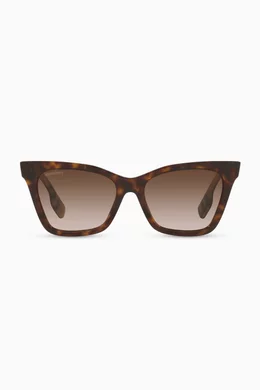 Buy Burberry Brown Check Detail Square Frame Sunglasses in Bio