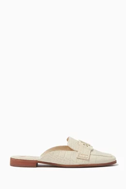 Shop Tory Burch Neutral Georgia Loafer Mules in Croc-embossed Leather for  WOMEN | Ounass Kuwait