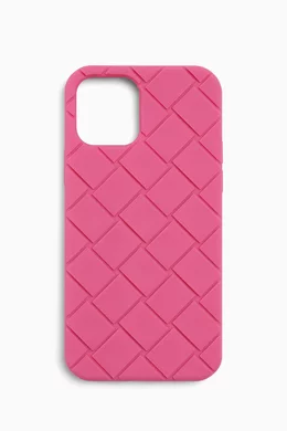 Buy Bottega Veneta Pink iPhone 12 Pro Case in Intrecciato Rubber