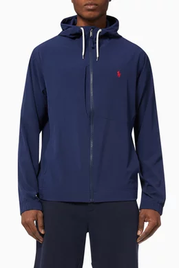 Shop Polo Ralph Lauren Blue Packable Hooded Jacket in Technical Fabric for  MEN | Ounass Kuwait