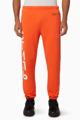 Buy Heron Preston Orange Print Sweatpants in Cotton Jersey