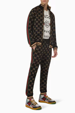 Shop Gucci Black Logo Jogging Pants in Cotton Blend for MEN | Ounass Kuwait