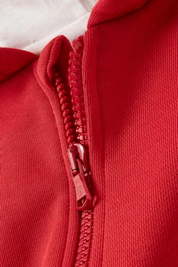 Buy Fendi Red Fendiness Logo Zip up Hoodie in Cotton Fleece for