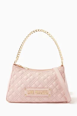 Buy Love Moschino Pink Small Chain Shoulder Bag in Quilted Faux