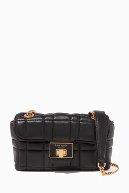 Shop Kate Spade New York Black Small Evelyn Crossbody Bag in Quilted  Leather for WOMEN | Ounass Kuwait