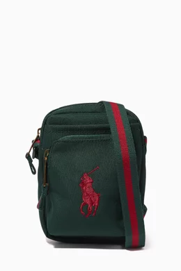 Shop Polo Ralph Lauren Green Logo Embroidered Crossbody Bag in Nylon for  KIDS | Ounass Kuwait
