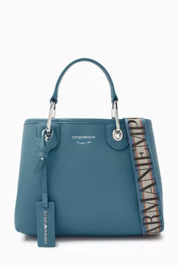 Buy Emporio Armani Blue Small Logo embossed Tote Bag in Faux