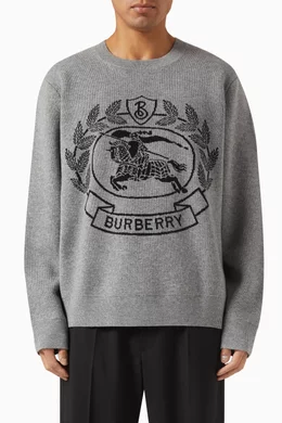 Shop Burberry Grey Irving Oversized Sweater in Wool for MEN | Ounass Kuwait
