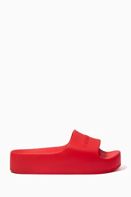 Buy Balenciaga Red Chunky Slides in Rubber for Women in Kuwait