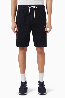 Buy Armani Exchange Blue All over Logo Sweatshorts in Cotton Blend
