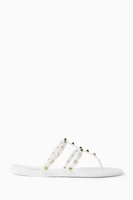 Buy Valentino Garavani White Valentino Garavani Rockstud Flat